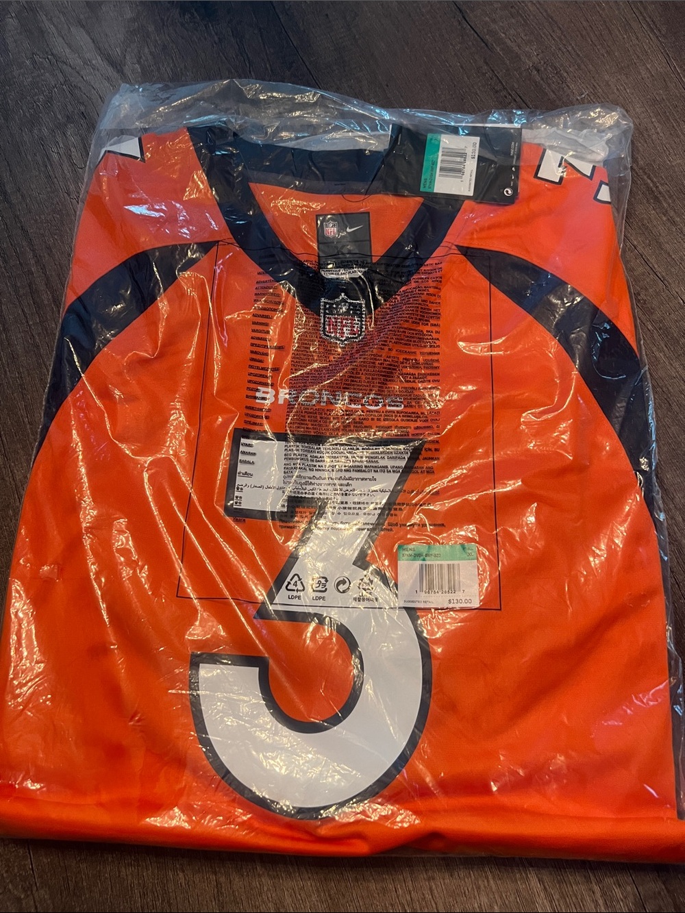 Nike mens russell wilson Denver Broncos #3 Orange Football Jersey